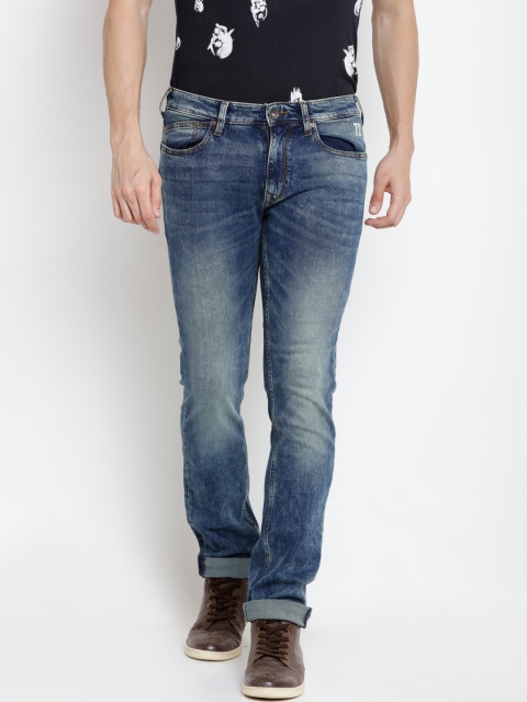 

Pepe Jeans Men Blue Regular Fit Mid-Rise Clean Look Stretchable Jeans