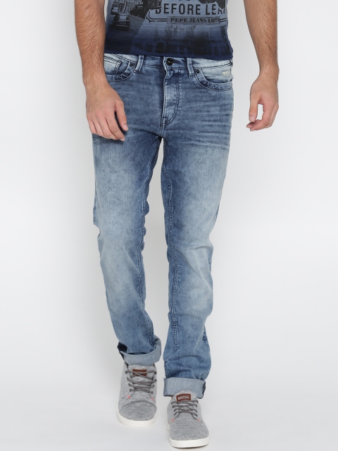 

Pepe Jeans Men Blue Soho Super-Slim Fit Low-Rise Stretchable Jeans