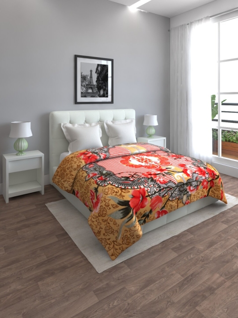 

ROMEE Brown & Pink Printed Mink Mild Winter Double Bed Blanket