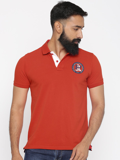 

Pepe Jeans Men Red Solid Polo Collar Pure Cotton T-shirt