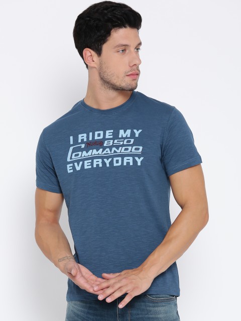 

Pepe Jeans Men Blue Printed Round Neck T-shirt