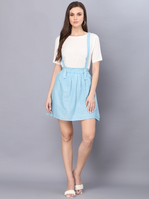 

God Bless Women White & Blue Top with Skirt