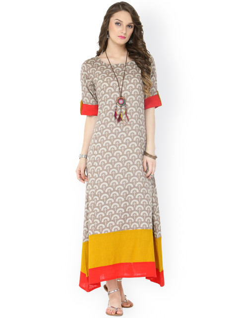 

Varanga Women Grey Printed A-Line Dress