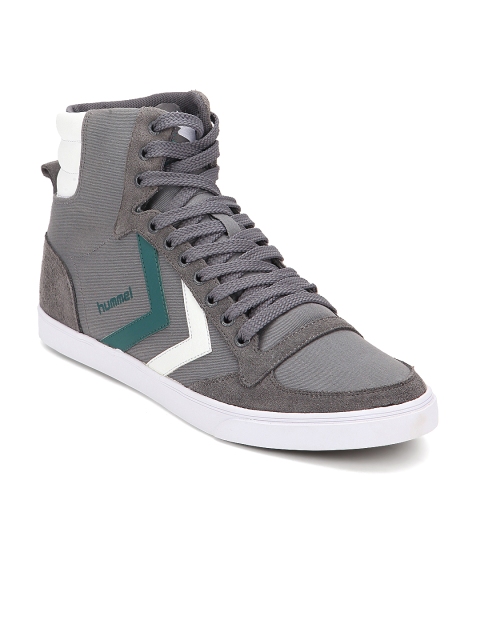 

hummel Unisex Grey Slimmer Stadil Duo Hi Solid Canvas High-Top Sneakers