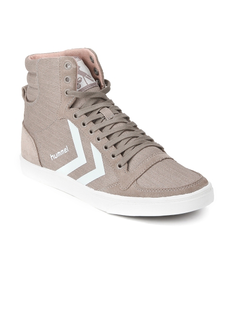 

hummel Women Beige Slimmer Stadil Herringbone High-Top Suede Sneakers