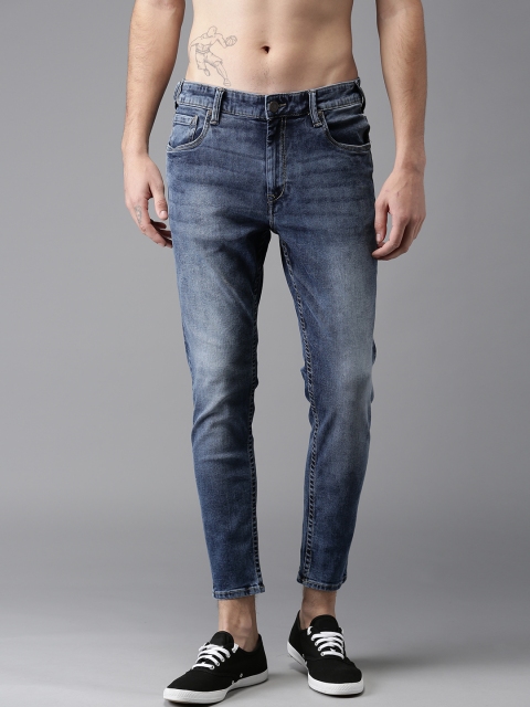 

HERE&NOW Men Blue Skinny Fit Mid-Rise Stretchable Cropped Jeans
