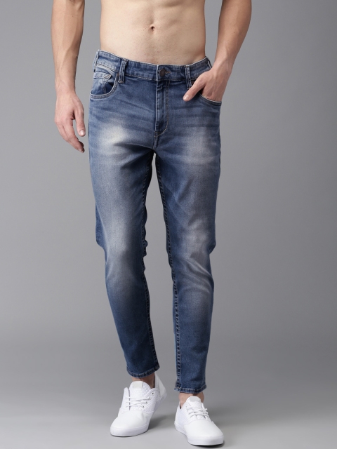 

HERE&NOW Men Blue Skinny Fit Mid-Rise Clean Look Cropped Jeans