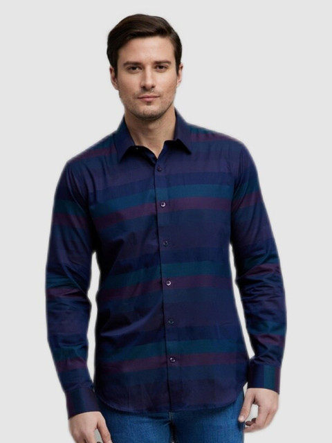

Celio Men Navy Blue Striped Classic Casual Shirt
