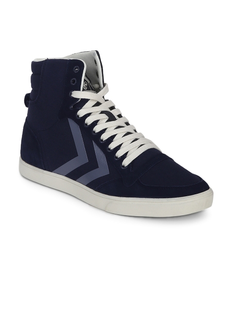 

hummel Women Navy Blue Sl. Stadil Herringbone Woven Design High-Top Sneakers