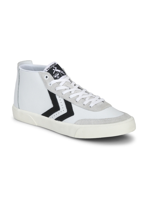 

hummel Unisex White Stockholm Leather Mid-Top Sneakers