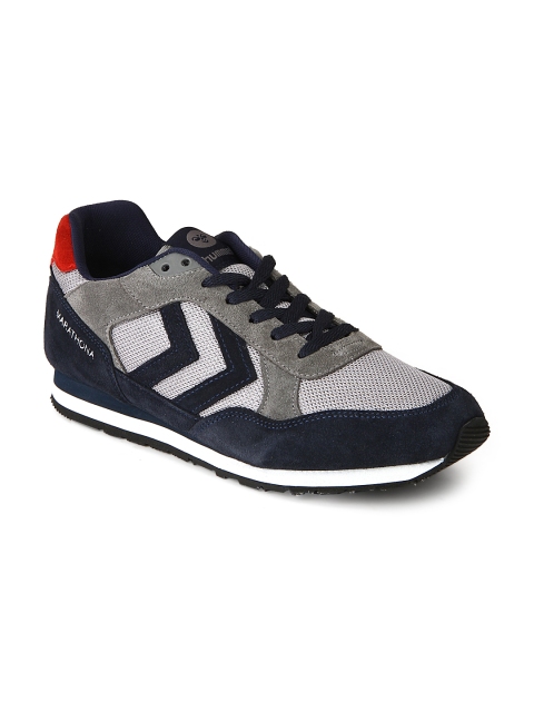 

hummel Unisex Grey & Navy Blue Marathona Slk Tr Aw16 Colourblocked Sneakers