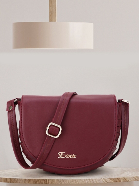 

Exotic Women Maroon PU Half Moon Sling Bag