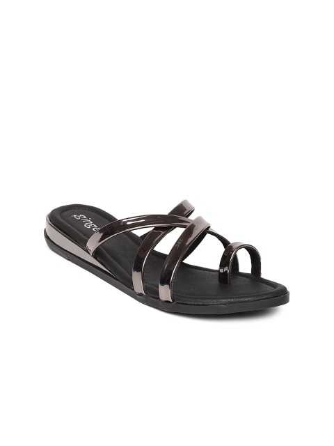 

Ginger by Lifestyle Women Gunmetal-Toned Solid Open Toe Flats, Metallic
