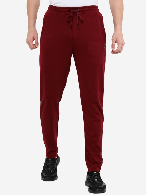 

JADE BLUE Men Maroon Solid Slim-Fit Cotton Track Pants