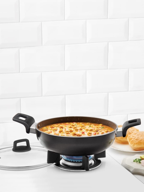 

BOROSIL Granito Non-Stick Induction Friendly PFOA Free Kadhai With Glass Lid, Black