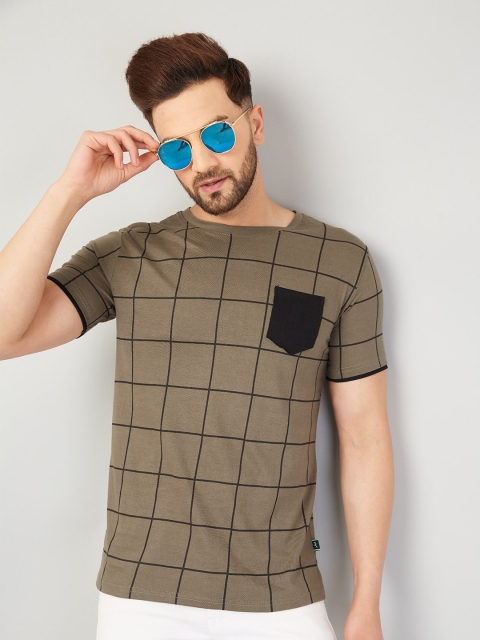 

Rodzen Men Grey Checked Pure Cotton T-shirt