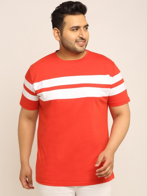 

Rodzen Men Red Striped Pure Cotton T-shirt