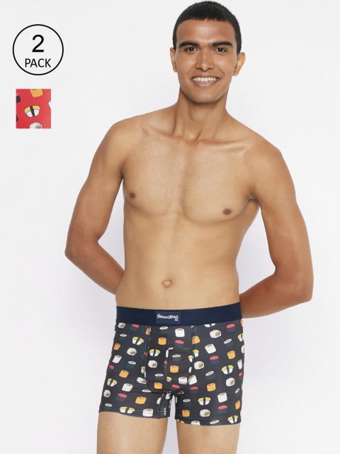 

Smugglerz Men Pack Of 2 Printed Trunk Tokyo Nights Smundies Pack - XL, Red