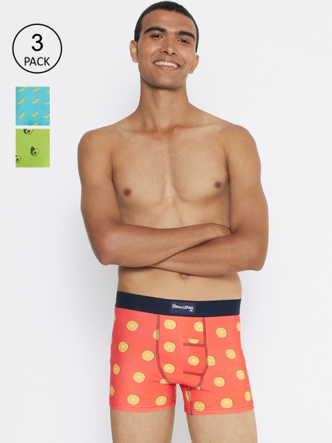

Smugglerz Men Pack Of 3 Printed Trunk Fit me Smundies Pack-S, Orange