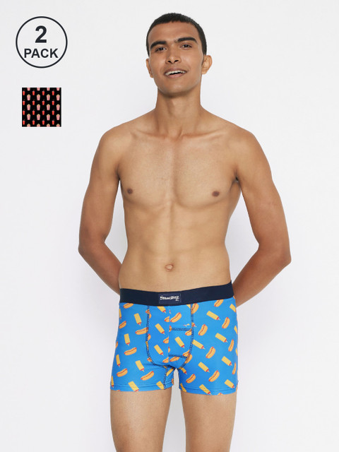 

Smugglerz Men Pack Of 2 Printed Deo-Soft Trunks, Blue