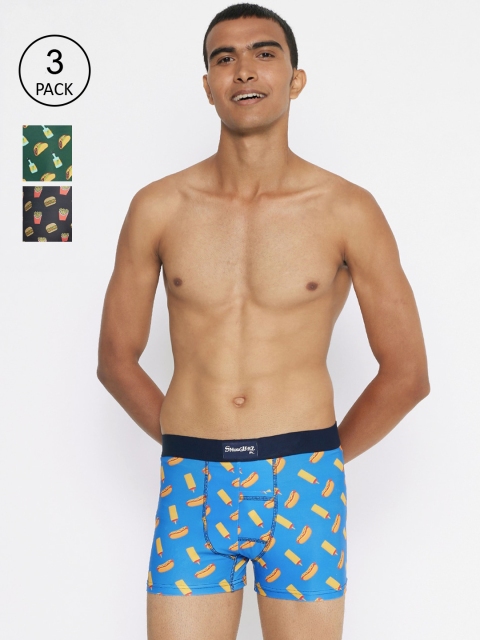 

Smugglerz Men Pack Of 3 Blue & Green Printed Trunks