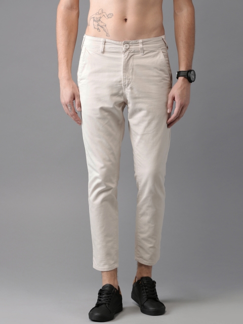 

HERE&NOW Men Beige Slim Fit Solid Cropped Chinos