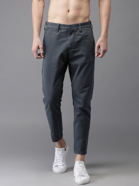 

HERE&NOW Men Blue Slim Fit Solid Ankle-Length Chinos