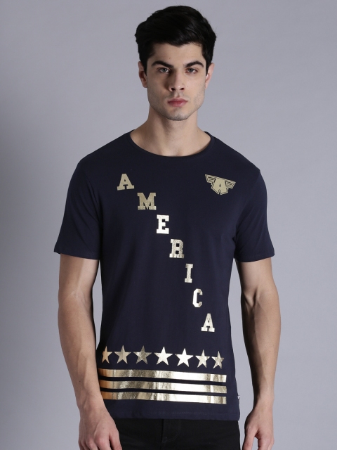 

Kook N Keech Marvel Men Navy Blue Printed Round Neck Longline T-shirt