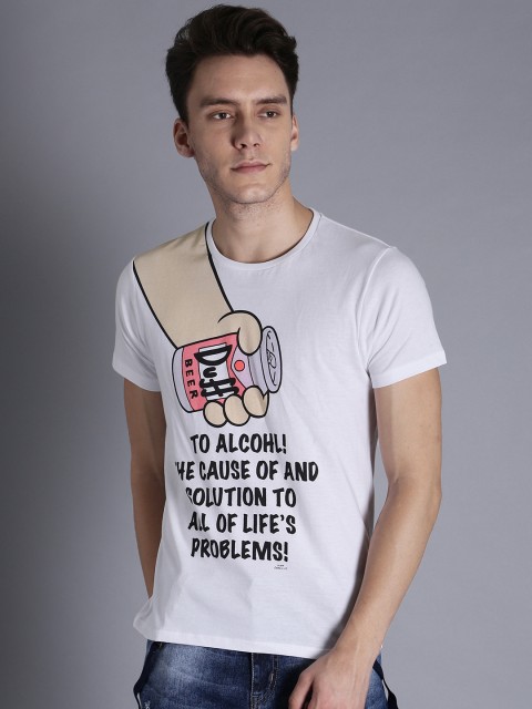 

The Simpsons Men White Printed Round Neck T-shirt
