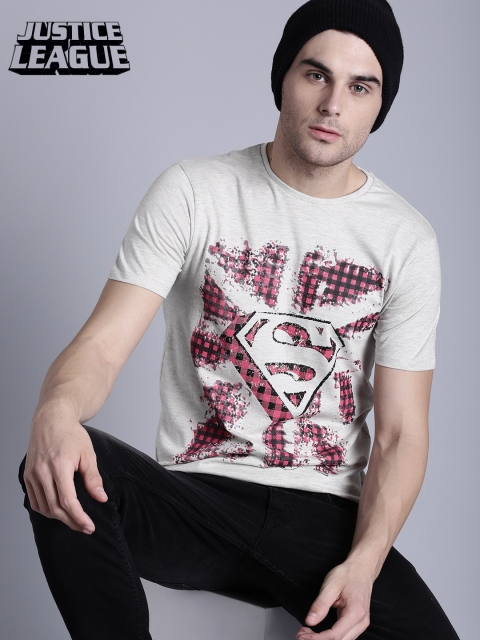 

Justice League Men Off-White Printed Round Neck T-shirt