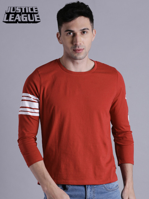 

Justice League Men Red Printed Round Neck T-shirt