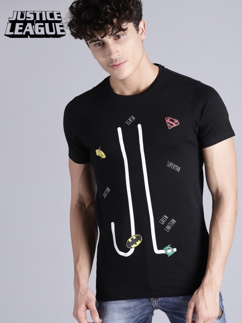 

Justice League Men Black Printed Round Neck T-shirt