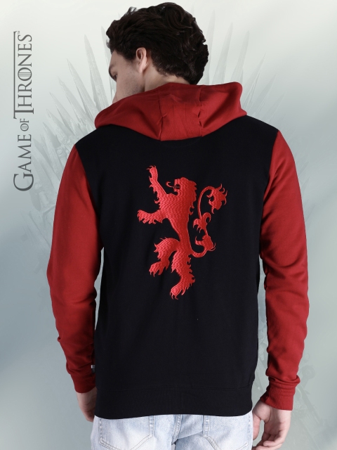 

Game of Thrones by Kook N Keech Men Black & Red Printed Hooded Sweatshirt