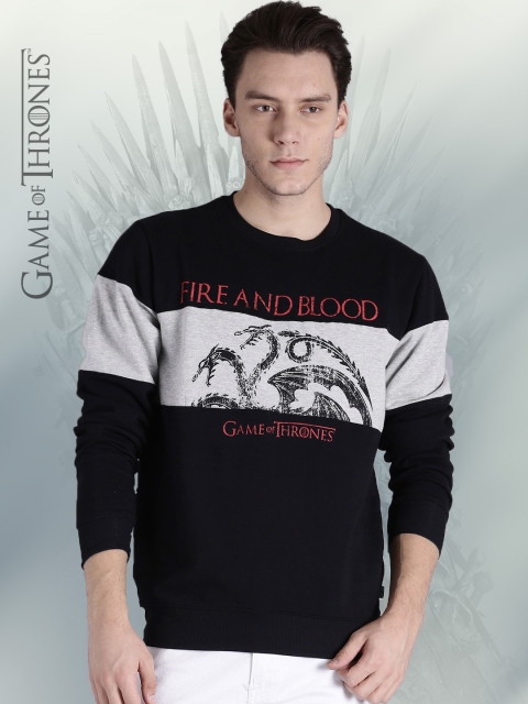 

Game of Thrones by Kook N Keech Men Black & Grey Printed Sweatshirt