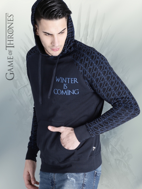 

Game of Thrones by Kook N Keech Men Navy Blue Printed Hooded Sweatshirt