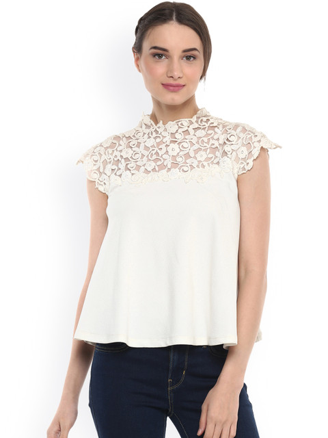 

Soie Women Off-White Self-Design Top