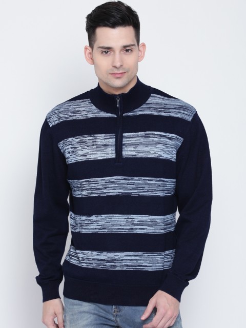 

Arrow Blue Jean Co. Men Navy Striped Cardigan, Navy blue