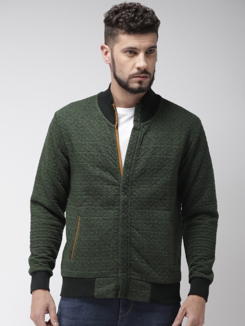 

Arrow Blue Jean Co. Men Olive Green Self Design Sweatshirt