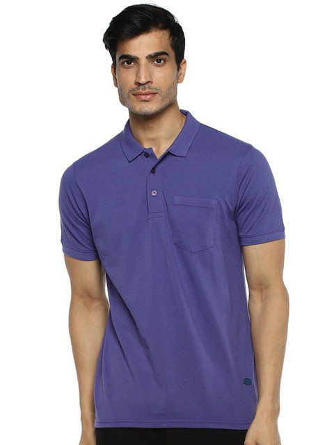 

Red Chief Men Purple Polo Collar Cotton T-shirt