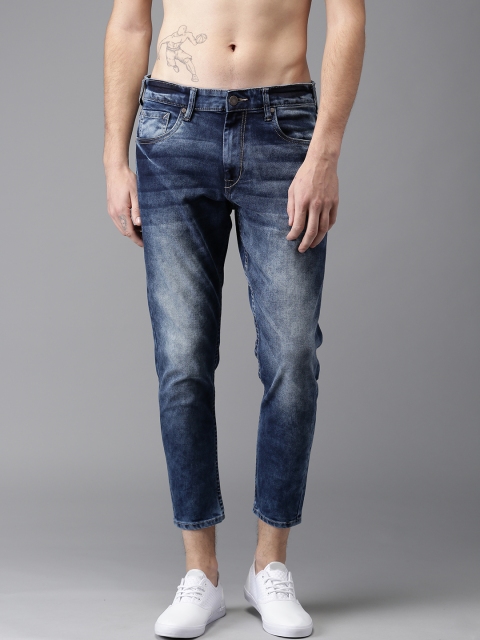 

HERE&NOW Men Blue Slim Fit Cropped Mid-Rise Clean Look Stretchable Jeans