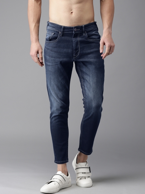 

HERE&NOW Men Blue Slim Tapered Fit Mid-Rise Clean Look Stretchable Cropped Jeans