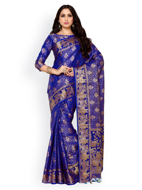 

MIMOSA Blue Art Silk Woven Design Kanjeevaram Saree