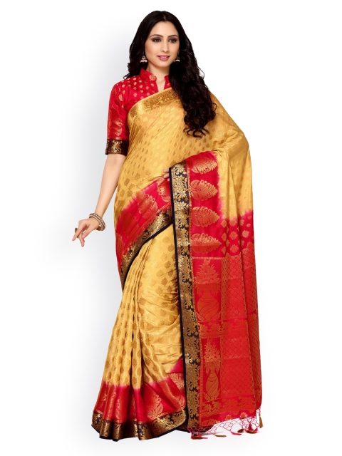 

MIMOSA Mustard Yellow Art Silk Woven Design Kanjeevaram Saree