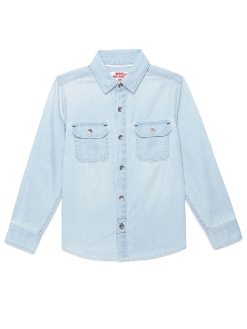 

UNDER FOURTEEN ONLY Boys Blue Casual Cotton Shirt