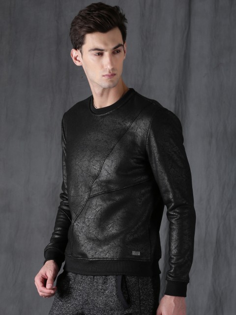 

WROGN Men Black Solid Sweatshirt