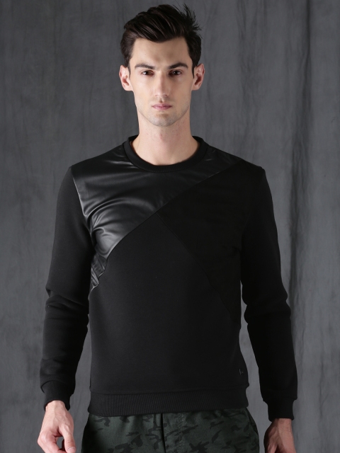 

WROGN Men Black Solid Sweatshirt