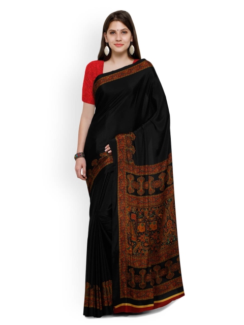 

Ligalz Black Solid Poly Crepe Saree