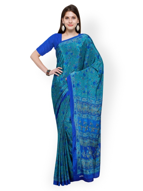 

Ligalz Blue Printed Poly Crepe Saree