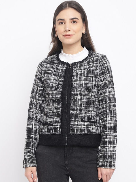 

Latin Quarters Women Black Checked Acrylic Tailored Jacket