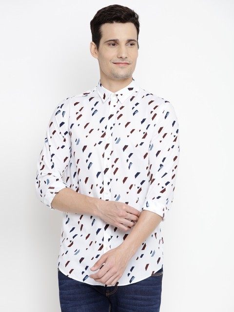

Jack & Jones Men White & Brown Printed Casual Shirt